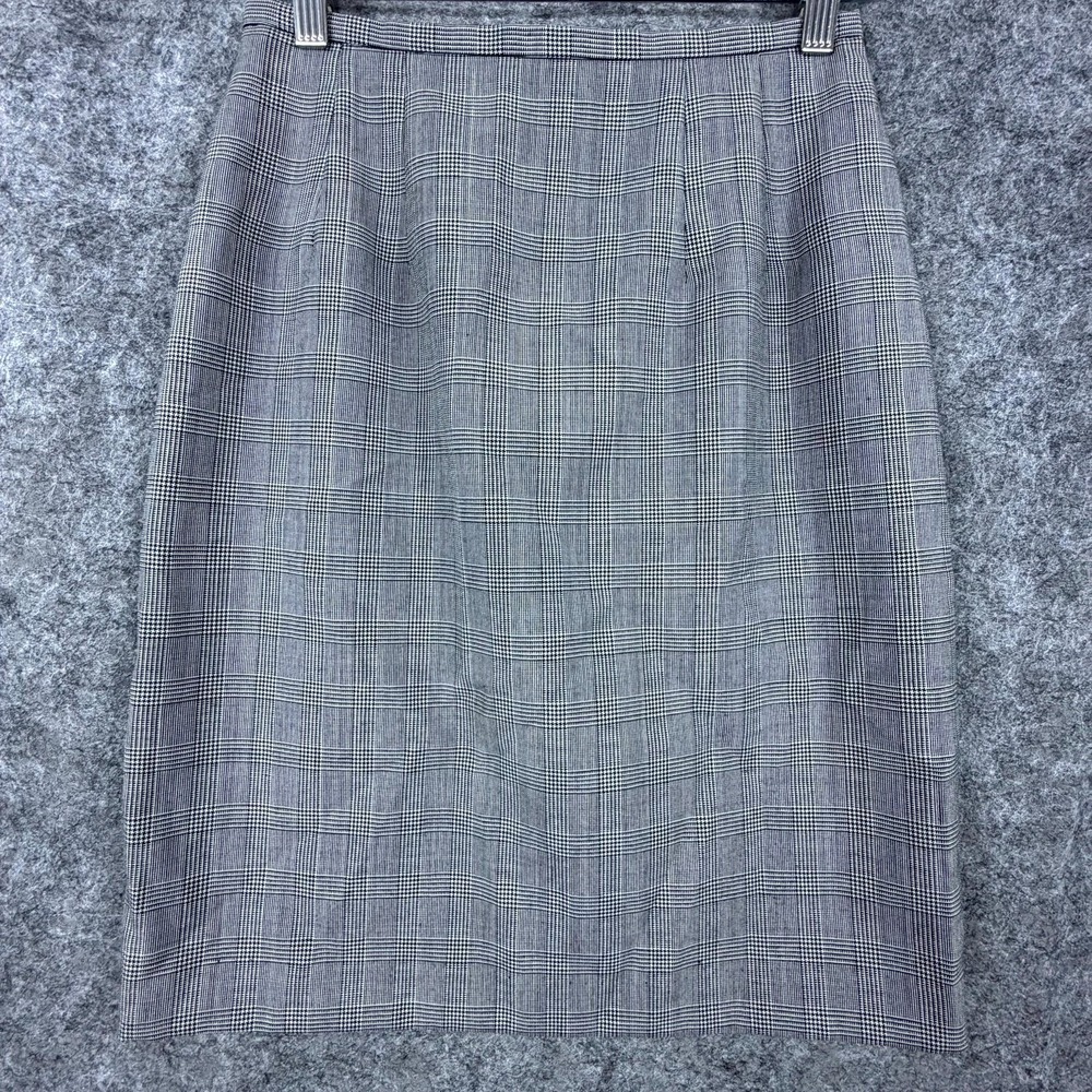 Vintage Womens Pencil Skirt 4 Petite White Black Plaid Academia‎ Professor Chic